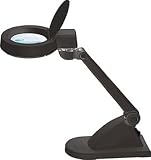 2-in-1 Fluorescent Desklamp with Built-In Magnifier Lens - 3.5-Diopter - Black Satin