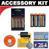 IMAGE OF Deluxe Accessory Kit with Charger & 8 AA Rechargeable Batteries For The Samsung S1070, S1050, S1030, S860, S850, S85, S830, S760, S730, S630, A50, A55W, A502, V6, V5, V4, 530, 430, 401, 370, 301, 250, 202 Digital Cameras