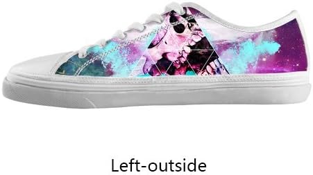 Generic Purple Galaxy Space Universe Nebula Stars Blue Somke Wolf Pattern Fashion Hipster Personalized For Custom White Round Toe Low Lace-Up Zippered Breathable Canvas Running Shoes For Women Girl Ladies
