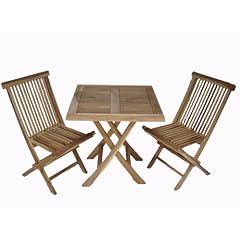 Java-Exclusiv Teak-Set 3 teilig bestehend aus Tisch eckig und 2 Java Klappstühle, Teak