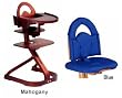 Svan High Chairs from Scandinavian Child with Infant Kit and Cushion, Blue Cushion with Mahogany Wood