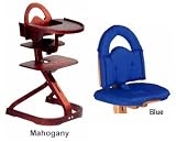 Svan High Chairs from Scandinavian Child with Infant Kit and Cushion, Blue Cushion with Mahogany Wood