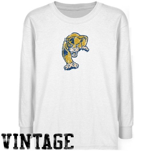 Florida International Golden Panthers Youth White Distressed Logo Vintage T-shirt- (Small)