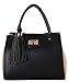 Diophy PU Leather Two Tone Tote with Turn Lock Closure and Tassels Décor Womens Purse Handbag SE-3388