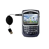 Retractable USB Cable for the Blackberry 8703e with Power Hot Sync and Charge capabilities - Gomadic Brand w/ TipExchange Technology