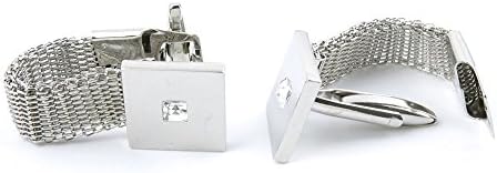 1 Pairs Men Boy Jewelry Cufflinks Cuff Links Party Favors Gift Wedding MM095 Silver Chain Crystal