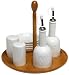 Kitchen & Housewares : Pomerantz 5-piece Condiment Set In A Bamboo Holder