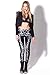 Ensasa Women's Fashion Digital Print Black Background Whtie Skeleton Leggings