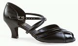 327 Ronda Ladies' Sandal with a 2 Heel in Black Patent & Black Leather (Regular Fit)