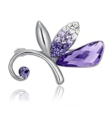 Stylized Leaf Swarovski Crystal Brooch Pin (Purple) - 4005801