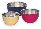 Gourmet Standard 3 Piece Multi Colored Porcelain- Coated Stainless Steel Bowl Set - MBS159