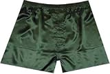 Solid Green Silk boxer shorts for men