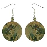 EXP Handmade Unakite Medallion & Silver Earrings
