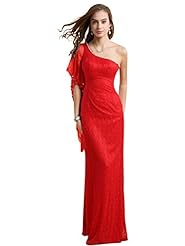 Lace Sequined  One Shoulder Mermaid Chiffon/Polyester/Satin Evening Dress/Prom Dress/Wedding Dress  With Pearls