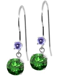 1.26 Ct Round Green Diamond Blue Tanzanite 14K White Gold Earrings