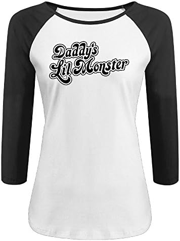 ZHUN Girls Daddy's Lil Monster Logo Three-Quarter Sleeve Short Sleeve Shirt S Black