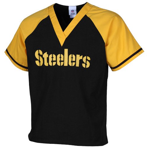 NFL Pittsburgh Steelers Black-Gold Raglan Color Block Scrub Top
