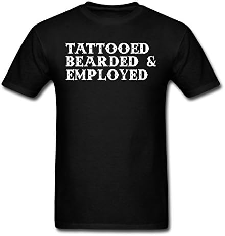 WANLIDA TS Fashion Men's Tattooed Bearded Employed T-Shirts black Large