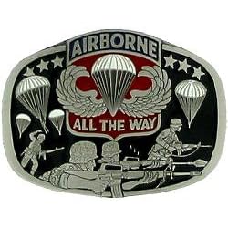 Airborne All the Way Pewter Belt Buckle