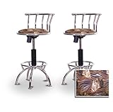 2 24"-29" Tiger Face Animal Print Seat Chrome Adjustable Specialty / Custom ....