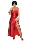 Womens Plus Size Theatre Costumes Betty Boop Long Gown Dress Side Slit Includes Fur Stole