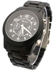 Black and Silver Designer Boyfriend Style Metal Link Watch