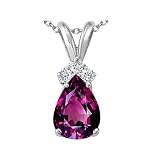 1.56 cttw Genuine Rhodolite and Diamond Pendant - 14kt White or Yellow Gold