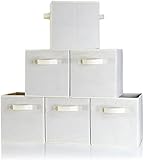 Dual Handle Storage Cubes - Set of 6 Storage Bins for Cube Storage - Foldable Fabric Storage Box Containers with Two Handles and Collapsible Basket Design