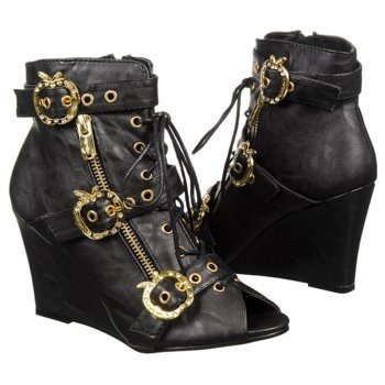 Apple Bottoms Open Toe Wedge Black 7