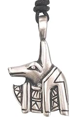 Egyptian Anubis Pharoah Silver Tone Pewter Pendant Necklace