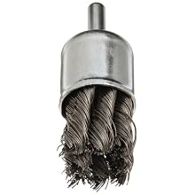 Norton Stem Mounted Knotted End Brush, Carbon Bristles, 0.014" Wire Size, 1/4" Shank Diameter, 1" Diameter (Pack of 1)