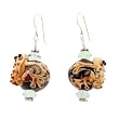 Tree Frog Lampwork Dangle Earrings with Fluorite Gemstone Bead Accents with Sterling Silver, #7490