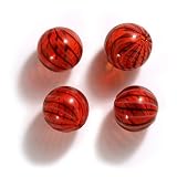 Hand Blown Lampwork Glass Round Beads 20mm Ruby Red Swirl (4)