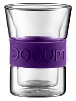 bodum PRESSO シリコンバンド付ダブルウォールグラス 200ml 2個セット パープル 10952-278