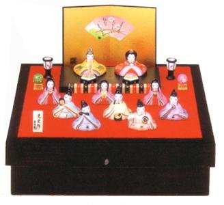 彩絵平飾り雛（雛箱付）<br>（陶器/雛人形）