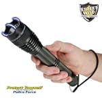 Police Force 8 Million* Rechargeable Tactical Stun Gun Flashlight w/ 200 Lumen Bright Light & Holster