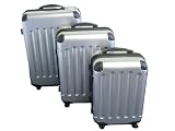 Hartschalenkoffer-Set 3-teilig silber Polycarbonat Trolley Reisekoffer Reisetrolley