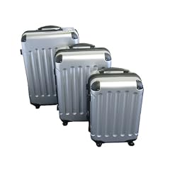 3-tlg. Hartschalen-Kofferset aus Polycarbonat - Trolley Koffer Reisekoffer in SILBER