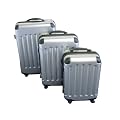 3-tlg. Hartschalen-Kofferset aus Polycarbonat - Trolley Koffer Reisekoffer in SILBER