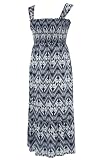 White & Grey Aztec Frill Cotton Maxi Dress