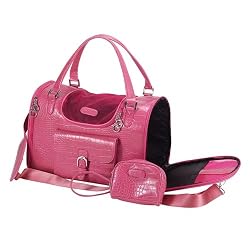 Dog Cat Faux Crocodile Pattern Pet Carrier - Small