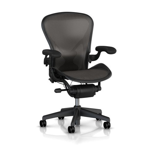 Aeron Chair by Herman Miller - Highly Adjustable Graphite Frame - with PostureFit - Carbon Classic (Medium)
