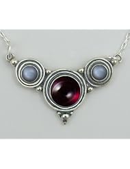 Sterling Necklace Garnet and Grey Moonstone When You Need Just a Little Bit of Color, Made in America