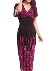 V-neck Summer Silk Party Dress/Maxi Dress 