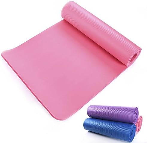STRAUS:10mm Thick High Density Fitness Practice Exercise Yoga Mat 72x24", Camping Sleeping Mat, Non-slip Durable Exercise Pilates Fitness Blanket with Carrying Strap (pink)