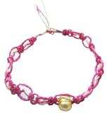 Handmade Friendship Bracelet - Pink Sunrise with Fresh Water Pearl (100% Knotted By Hand)