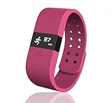 Atecher® Bluetooth 4.0 Smart Wristband - Activity Tracker Sleep Monitor Heart Rate Measuring Health Care WristWatch Smartband for Android Phone Samsung GALAXY Note 3/Samsung GALAXY S4 S5/Samsung GALAXY Grand 2/GALAXY S4/HTC One/Moto X/Nexus 5/Sony Xperia Z1/LG G2 Lumia1520 and Apple iPhone iphone(4/4S/5/5C/5S/6/6Plus)-Rose