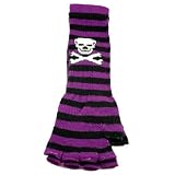 PURPLE & BLACK PUNK STRIPE SKULL ARM WARMER GLOVES