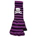 PURPLE & BLACK PUNK STRIPE SKULL ARM WARMER GLOVES
