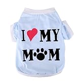 Pet Clothes Dog T Shirt Dog Clothing Soft Dog Clothing Small Dogs Clothes Cotton Dog Costume Summer Apparel Vest I Love My Mom Printed S